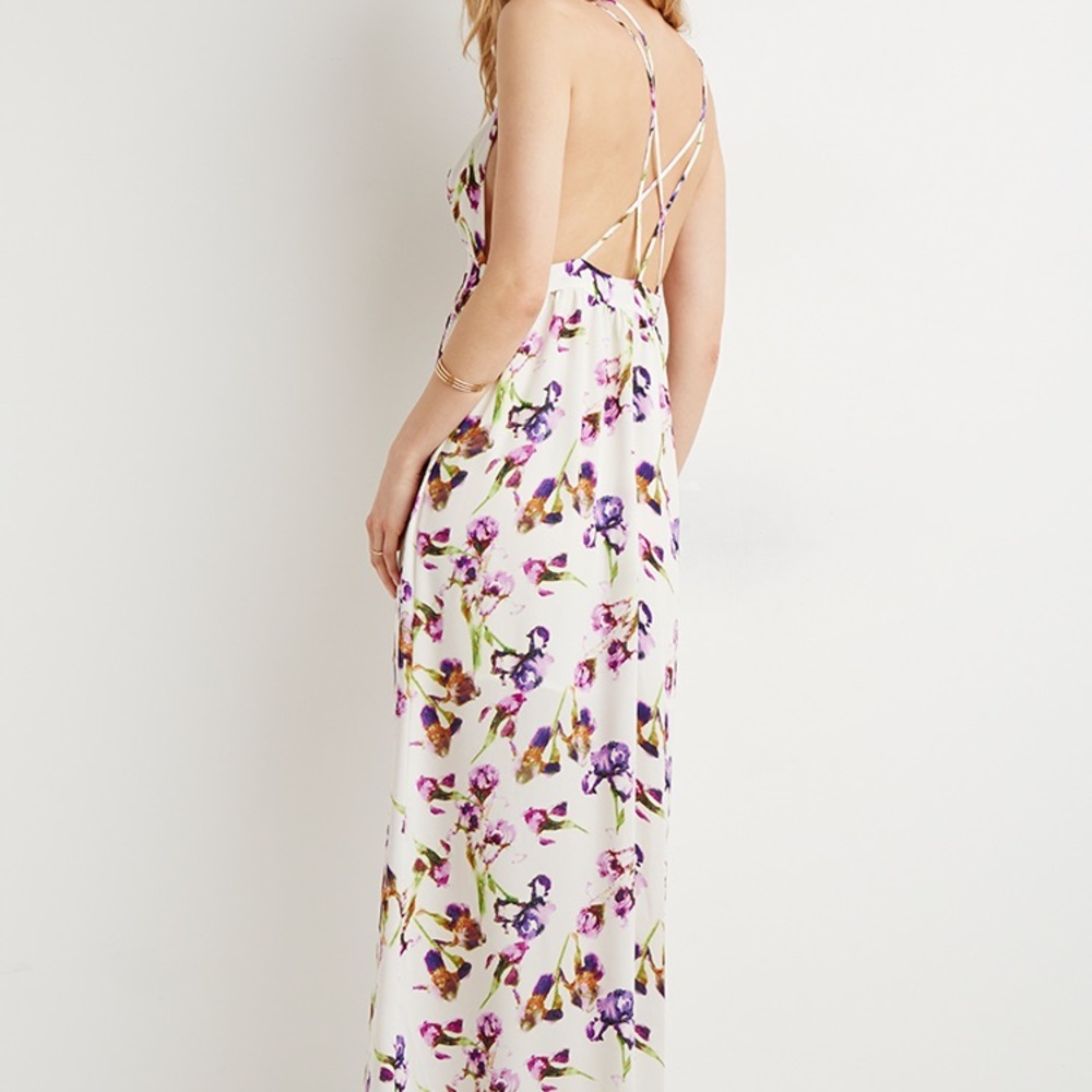White maxi dress with purple flowers!